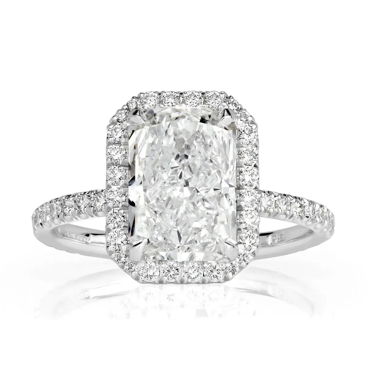 14k Crushed Ice Radiant Cut Moissanite Halo Ring