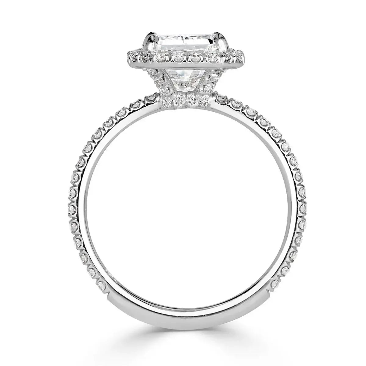 14k Crushed Ice Radiant Cut Moissanite Halo Ring