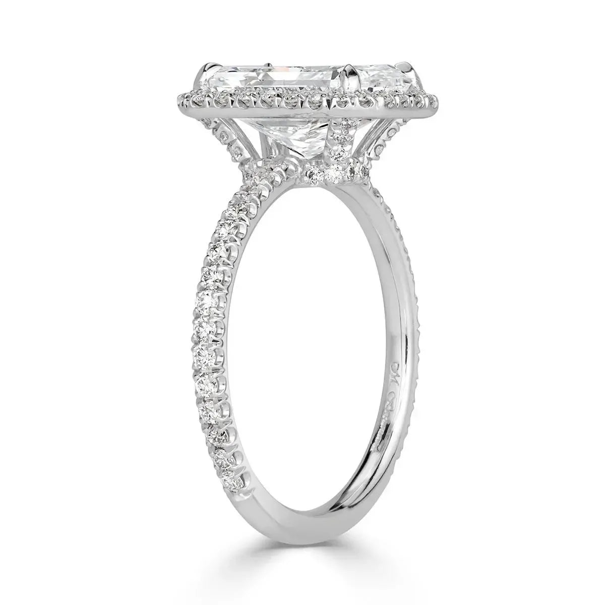 14k Crushed Ice Radiant Cut Moissanite Halo Ring