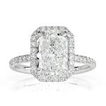 Load image into Gallery viewer, 14k Crushed Ice Radiant Cut Moissanite Halo Ring
