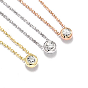 Bubble Moissanite Bezel Necklace 18k Gold