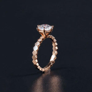 Honeycomb | Hexagonal Round Cut Moissanite Ring