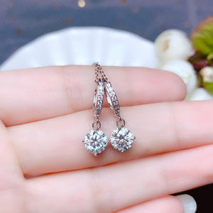 2ct Round Dangle Drop Moissanite Earrings