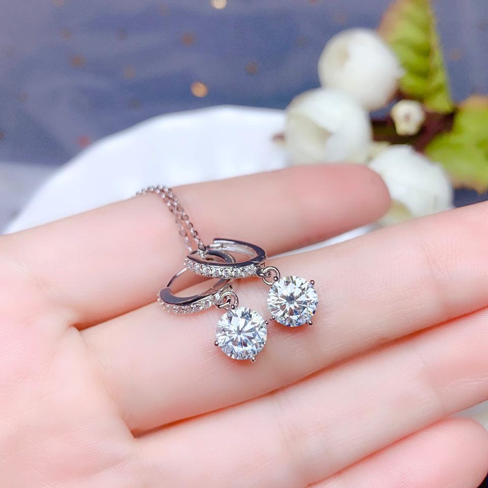 2ct Round Dangle Drop Moissanite Earrings