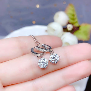 2ct Round Dangle Drop Moissanite Earrings