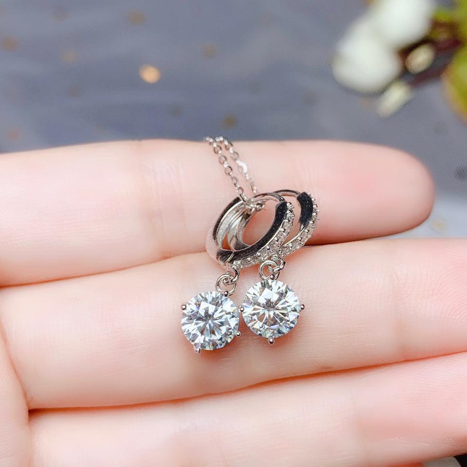 2ct Round Dangle Drop Moissanite Earrings