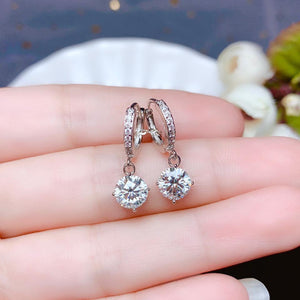 2ct Round Dangle Drop Moissanite Earrings