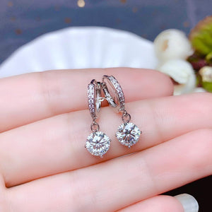 2ct Round Dangle Drop Moissanite Earrings