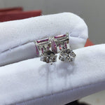 Load image into Gallery viewer, 18k Gold Pink Princess Cut Moissanite Earring Studs
