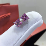 Load image into Gallery viewer, 18k Gold Pink Princess Cut Moissanite Earring Studs
