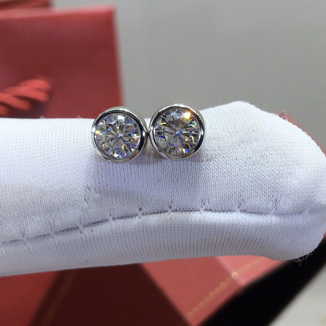 Round Cut Bezel Moissanite Earring Studs