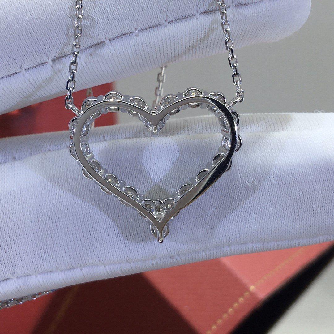 Moissanite Heart Necklace Big Size