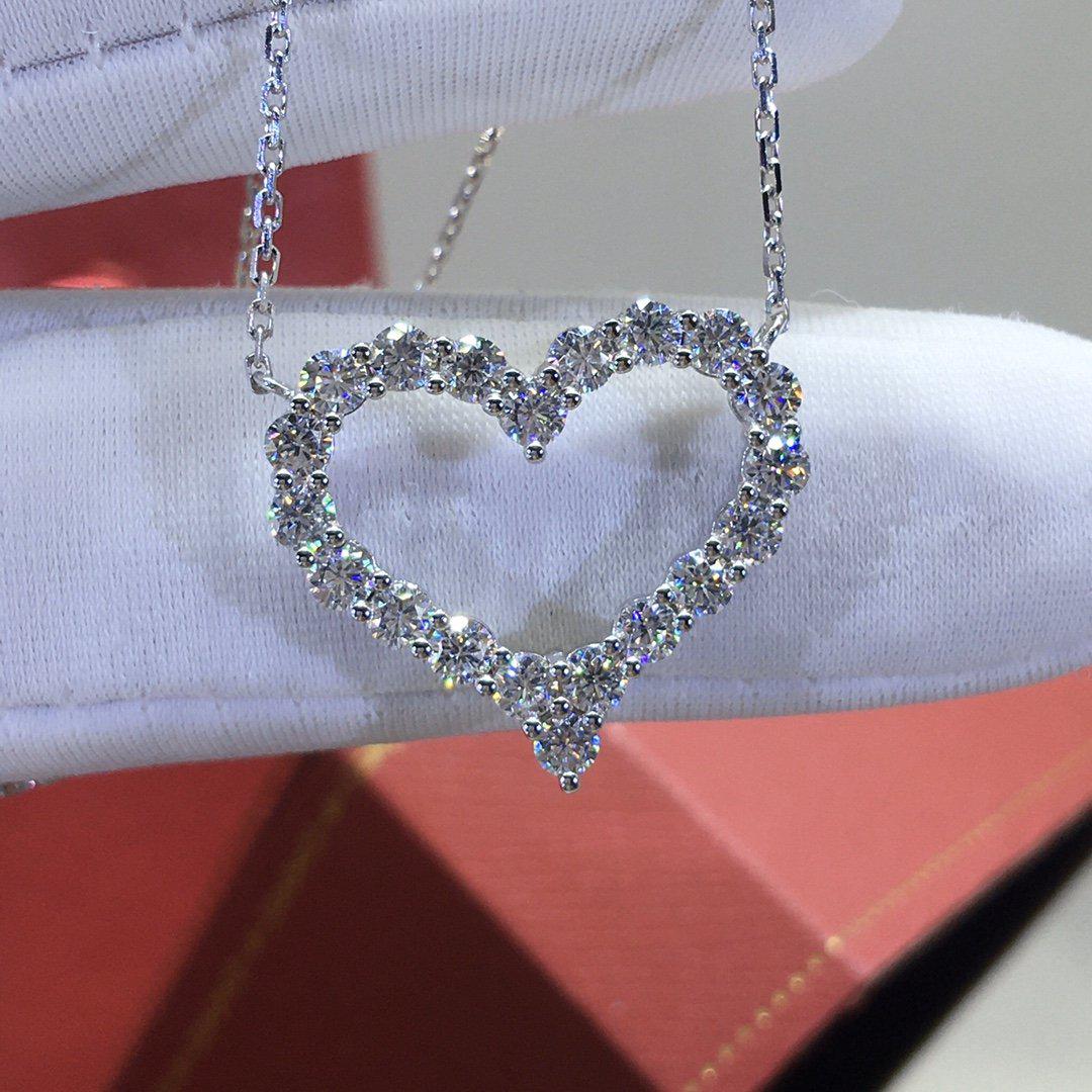 Moissanite Heart Necklace Big Size