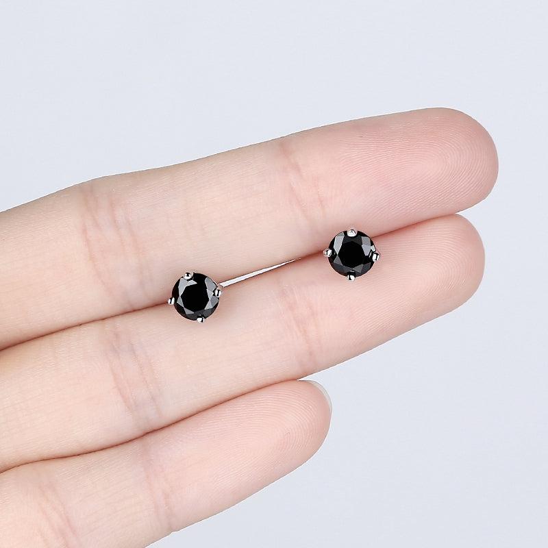 Black Moissanite Earring Studs | 18k Gold