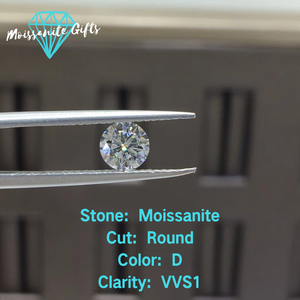 Round Cut Loose Moissanite Stone | White D Color VVS1 | Loose Moissanite with Certificate