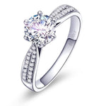 Load image into Gallery viewer, Double Sidestone Moissanite Engagement Ring in solid 18k Gold

