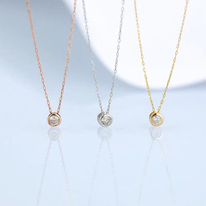 Bubble Moissanite Bezel Necklace 18k Gold