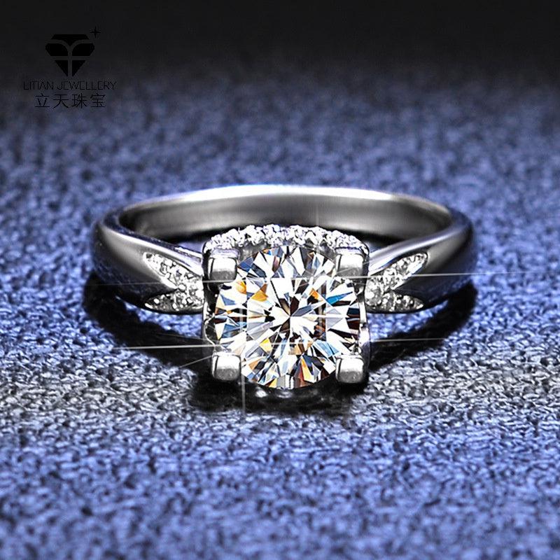 Floating Moissanite Engagement Ring in solid 18k Gold