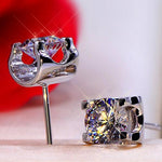 Load image into Gallery viewer, Floating Moissanite Earring Studs | 18k Gold
