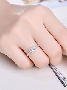 Heart Halo Moissanite Engagement Ring | 18k Gold