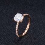 Load image into Gallery viewer, 2ctw Cushion Cut Moissanite Hidden Halo Ring in 14k Solid Gold
