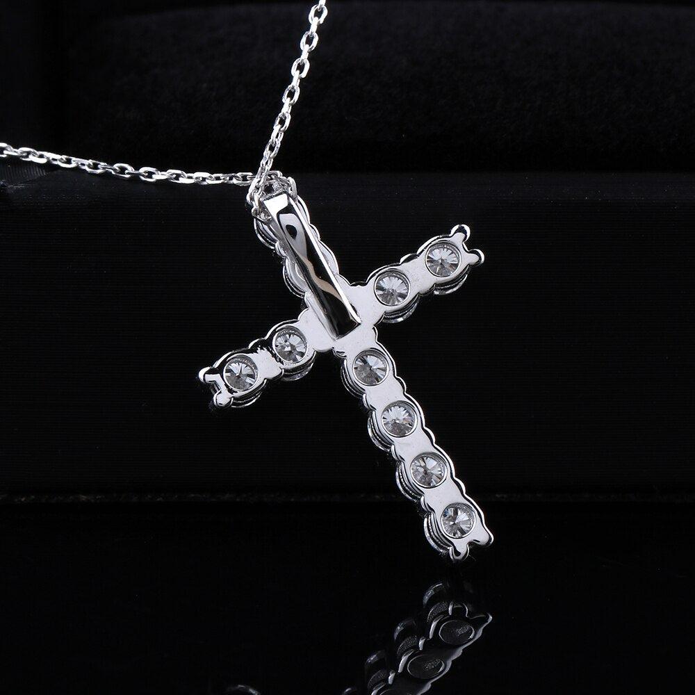 Moissanite Cross Pendant Necklace 3MM D Color 1.1 CTW