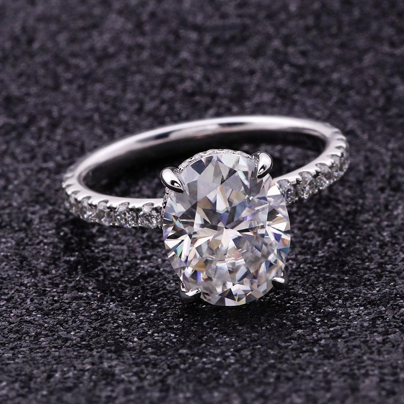 2ct Oval Cut Moissanite Hidden Halo Ring