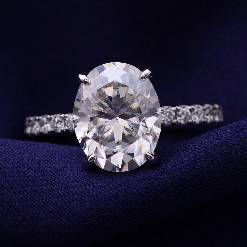 2ct Oval Cut Moissanite Hidden Halo Ring