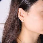 Load image into Gallery viewer, 14k Rose Gold Princess Cut Moissanite Earring Studs - Screw Back
