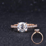 Load image into Gallery viewer, 2ctw Cushion Cut Moissanite Hidden Halo Ring in 14k Solid Gold
