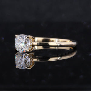 1ctw Cushion Cut Moissanite Hidden Halo Ring in 14k Solid Gold