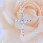 Load image into Gallery viewer, Moissanite Cross Pendant Necklace 3MM D Color 1.1 CTW
