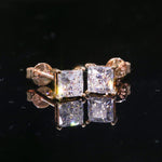 Load image into Gallery viewer, 14k Rose Gold Princess Cut Moissanite Earring Studs - Screw Back
