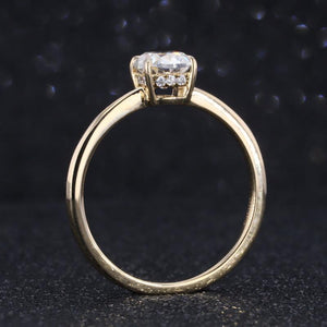 1ctw Cushion Cut Moissanite Hidden Halo Ring in 14k Solid Gold