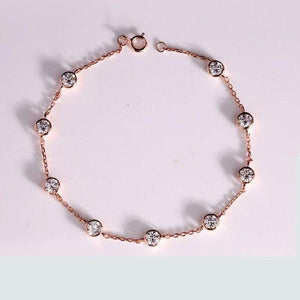 Solid 18K Rose Gold Moissanite Bezel Bracelet 9 x 0.3ctw