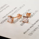 Load image into Gallery viewer, 14k Rose Gold Princess Cut Moissanite Earring Studs - Screw Back
