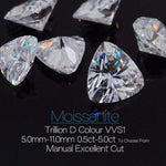 Load image into Gallery viewer, Trillion Cut Loose Moissanite | White D Color VVS1 | Loose Alternative Diamond with Certificate
