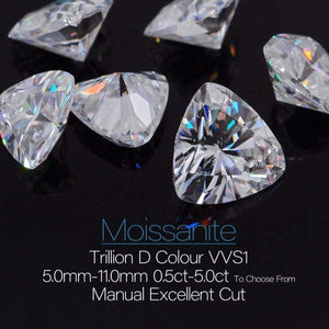 Trillion Cut Loose Moissanite | White D Color VVS1 | Loose Alternative Diamond with Certificate