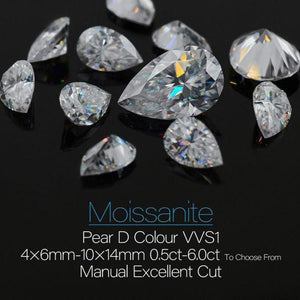 Pear Cut Loose Moissanite | White D Color VVS1 | With Certificate