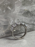 Load image into Gallery viewer, 5 Stone Oval Brilliant Cut 4.5ct Moissanite Anniversary Band 14k White Gold
