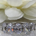 Load image into Gallery viewer, 5 Stone Oval Brilliant Cut 4.5ct Moissanite Anniversary Band 14k White Gold
