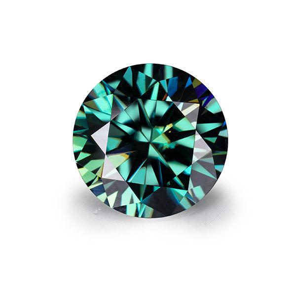 Dark Green Loose Moissanite Stone | Brilliant Excellent Round Cut VVS