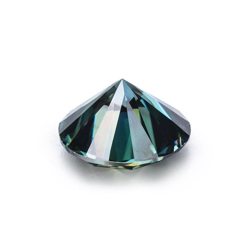 Dark Green Loose Moissanite Stone | Brilliant Excellent Round Cut VVS