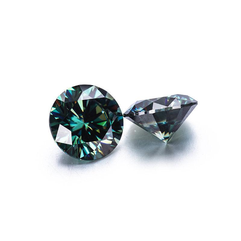 Dark Green Loose Moissanite Stone | Brilliant Excellent Round Cut VVS