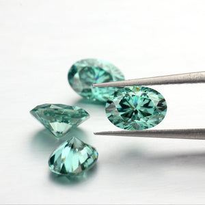 Green Oval Cut Loose Moissanite