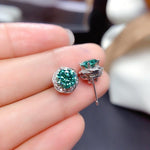 Load image into Gallery viewer, Green Moissanite Braid Shaped Earring Studs 18k White Gold
