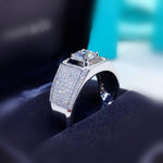 Load image into Gallery viewer, 1.5ct Men&#39;s Micro Pave Moissanite Ring 18k White Gold
