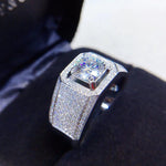 Load image into Gallery viewer, 1.5ct Men&#39;s Micro Pave Moissanite Ring 18k White Gold
