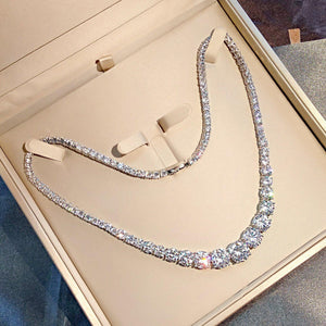 92 pcs Moissanite Diamond Tennis Necklace | Solid 18k White Gold