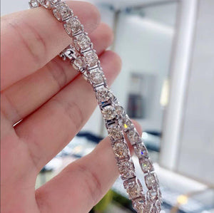 16.3cm Full Moissanite Tennis Bracelet Solid 18k White Gold | 6 1/3"